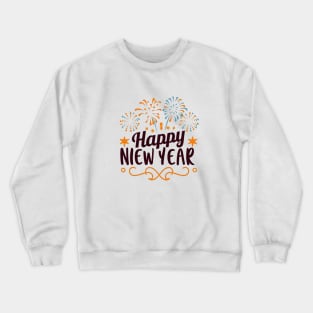 Happy new year text and fireworks Crewneck Sweatshirt